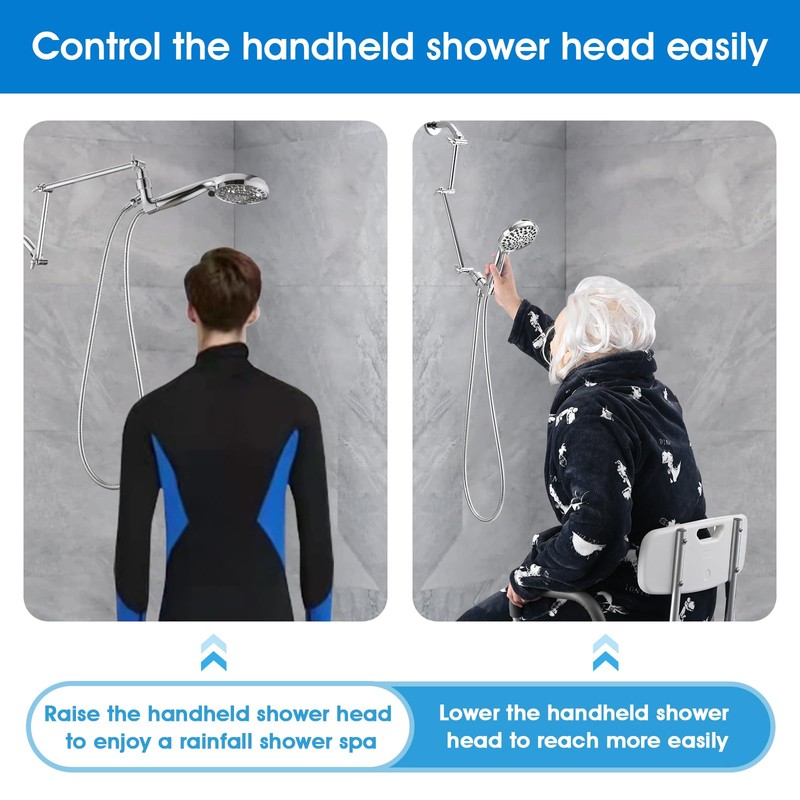 PDPBath Brass 16 Inch Shower Head Extension Arm, Upgrade Flexible