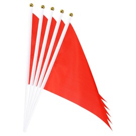 sourcing map Red Flag Stick Hand Held Small Mini DIY Flag Banner 8.2 Inch x 5.5 Inch Triangle for Festival Events Party Decoration Pack of 20