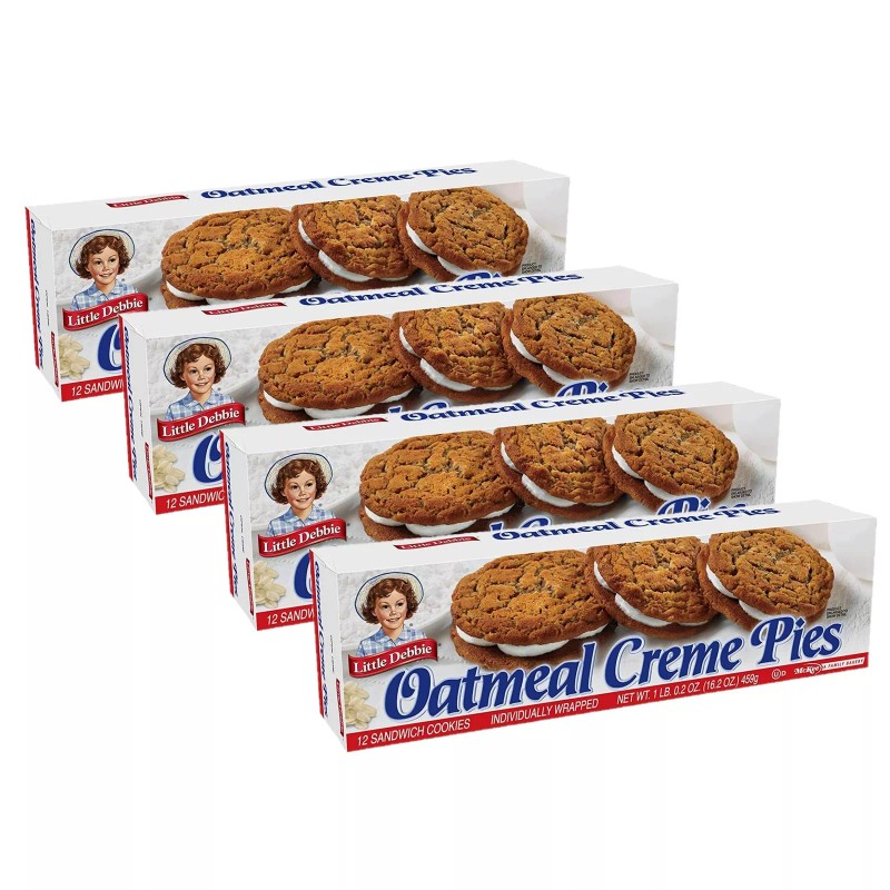 Little Debbie Oatmeal Creme Pies, 4 Boxes, 12 Oatmeal Pies