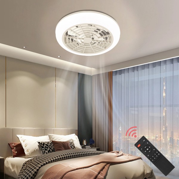 18'' Enclosed Round Ceiling Fan w/LED Light Remote Control LED