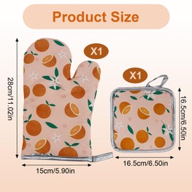 Kitchen Oven Mitts And Pot Holder Set,Heat Resistant Extra Long Oven Gloves & Hot Pads, Used For Chefs To Bake And DIY Cook Cakes Gift,Set of 2(Orange)
