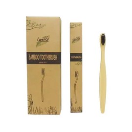 LouiQ Bamboo Toothbrushes- Wooden Toothbrushes Biodegradable Eco Friendly Vegan Natural Organic Bamboo Charcoal Tooth Brush Premium.