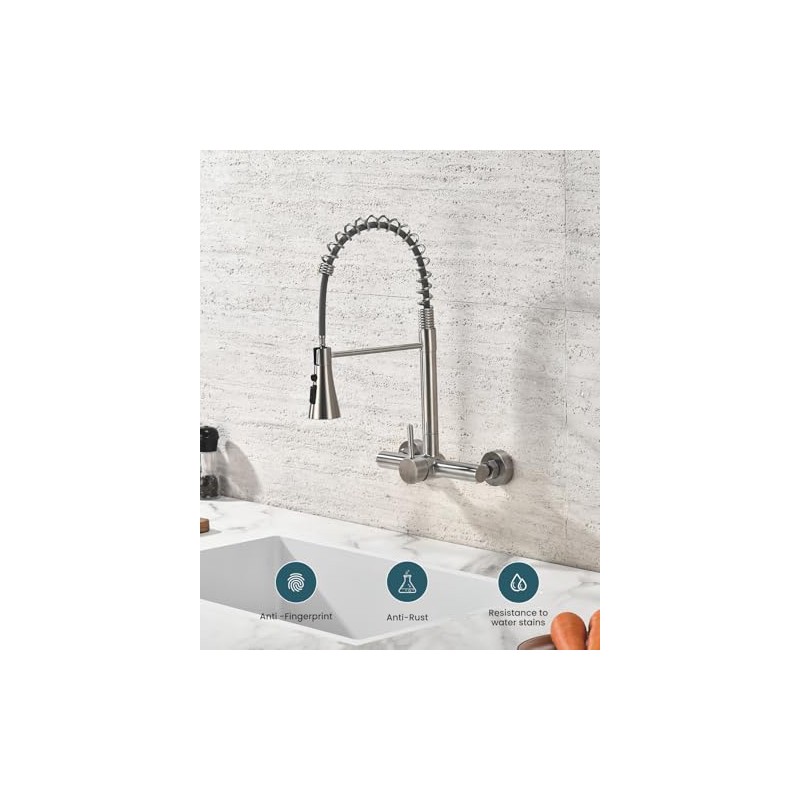 Wall Mount Kitchen Faucet Single Handles, 8 Inch Center Wall