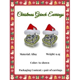 GAUEIOUR Christmas Grinch Earrings,Women's Santa Claus Enamel Alloy Earrings, Novel Cartoon Jewelry, Holiday Decorations, Christmas Themed Decorations, Jewelry Gifts