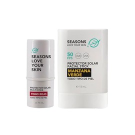 Seasons love your skin Kit Protector Solar facial en Stick FPS 50  Manzana Verde  Multi Stick con Color Rojo                                          