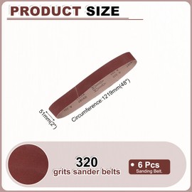 HARFINGTON 2 x 48 Inch Sanding Belts, 6 Pcs 320 Grits Aluminum Oxide Abrasive Belt Sander File Belt for Woodworking, Metal Polishing, Knife Sharpener