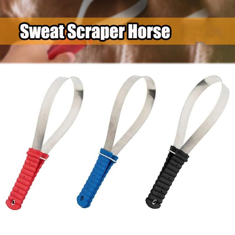 SEIWEI Equine Sweat Scraper Horse Shedding Care Tool, Stainless Steel