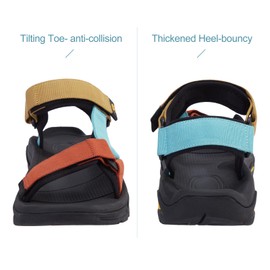 CAMEL CROWN - Sandalias de Senderismo Impermeables para Hombre, Con Soporte de Arco, Puntera Abierta, para Verano, Playa, Deportes Cómodos, Azul/Caqui, 26 cm
