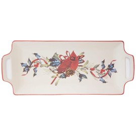 Lenox Handled Tray﻿ Winter Greetings Hors D'Oeuvre Tray, 3.20 LB, Red & Green