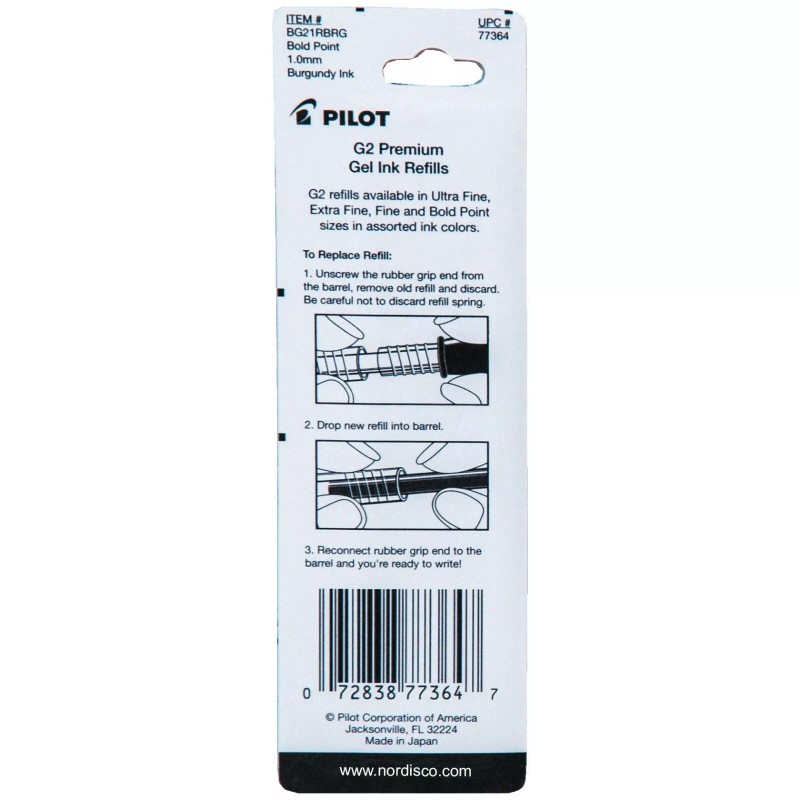 Pilot G2 10 Burgundy 1.0mm BOLD Point Burgundy Gel Ink