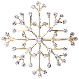 EVER FAITH Sparkle Austrian Crystal Christmas Jewelry Brooch for Holiday/Valentine/mothers-day, Winter Snowflake Brooch Pin for Women Clear Gold-Tone