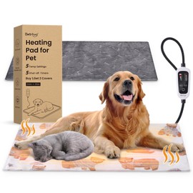 Bearhug Dog Heating Pad, Pet Heating Pad 35"×24"[Two Replaceable Cover] Adjustable Temperature Heated Cat Bed with Steel-Wrapped Cord, Waterproof and Chew-Resistant for Dogs Cats Large Animals | Bearhug