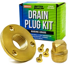 Brass Boat Drain Plug Kit Boat Plug Kit 1/2" for Transom Threaded Boat Plug Marine Grade Garboard Drain Plug Kit 1/2 Inch Thru Hull