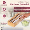 YOLYN Bamboo Kitchen Storage Bag Organizer, Drawer Organizer with Foil