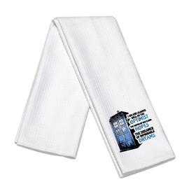 CMNIM Dr Who Merchandise Gifts Dr Who Quote Inspired Kitchen Towel Police Box Dish Hand Towel TV Show Fans Kitchen Gift (Dr Who Towel)