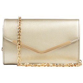 Autumnwell Clutch Purse Evening Bag for Women，Envelope Handbag With Detachable Chain（gold）