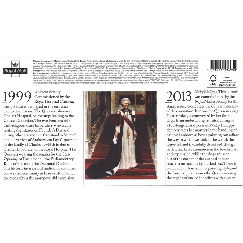 Her Majesty The Queen Six Decades Stamps Presentation Pack #485