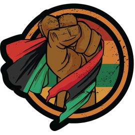 VulgrCo Pan- African Flag Fist Power Funny Sticker Vinyl Waterproof UV Resistant Decal for Phones Laptops Water Bottles Tumblers Boats Cars Trucks Windows Kayak 3" inch Bumper Stickers