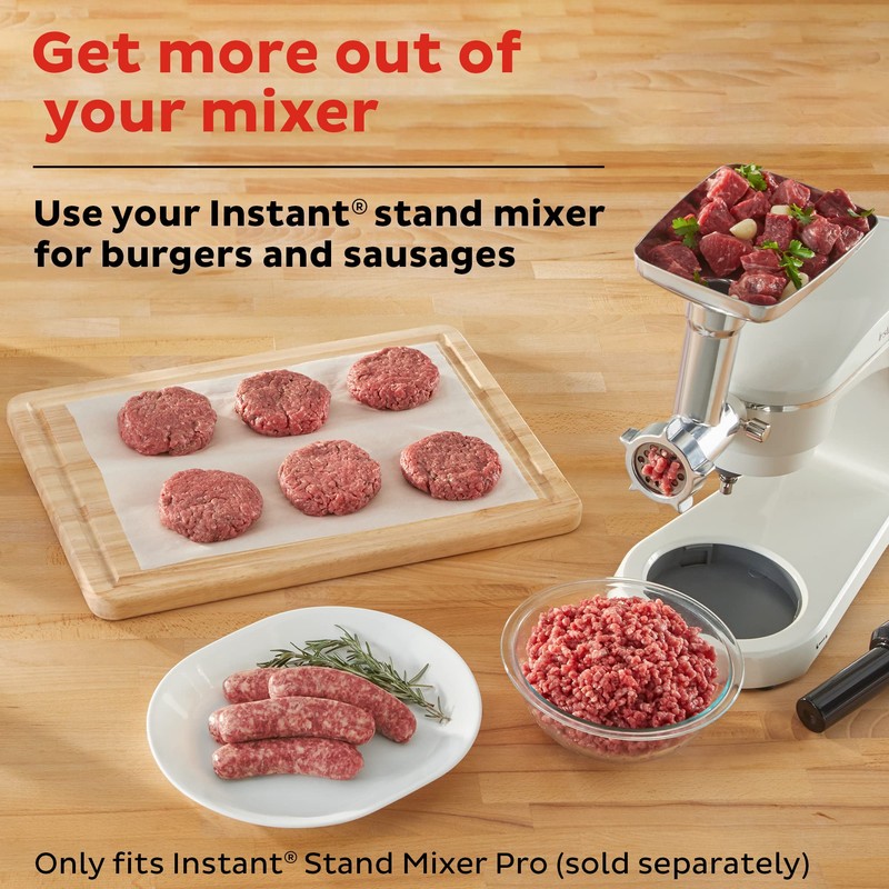 Instant Meat Grinder Attachment for Stand Mixer, Includes Grinding Plates,