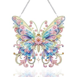 VNRGG DIY Hanging Adults Diamond Art Pendant Painting Kit, Butterfly Special Shape,Crystal Diamond Art Painting Garden Wall Kit,Decorations Box Set.