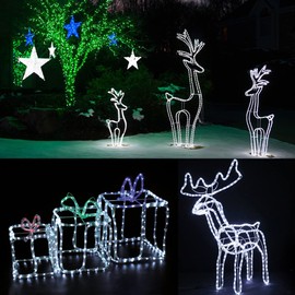 YQNLIFA 40ft LED Rope Lights, Dimmable 432 LEDs IP65 Waterproof Outdoor Indoor Linkable Cuttable Rope Light, 110V 6000K Daylight White Christmas Rope Light for Patio Garden Corridor Party Decor