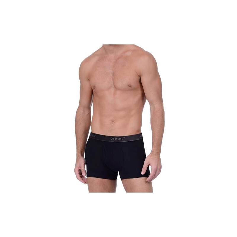 2(X)IST Men's Essential Cotton Boxer Brief 3-Pack Solid Black
