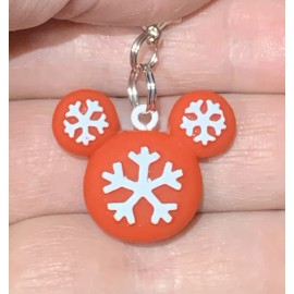 Mickey Mouse Christmas Snow Flake Zipper Pull & Keychain Add On Clip!!