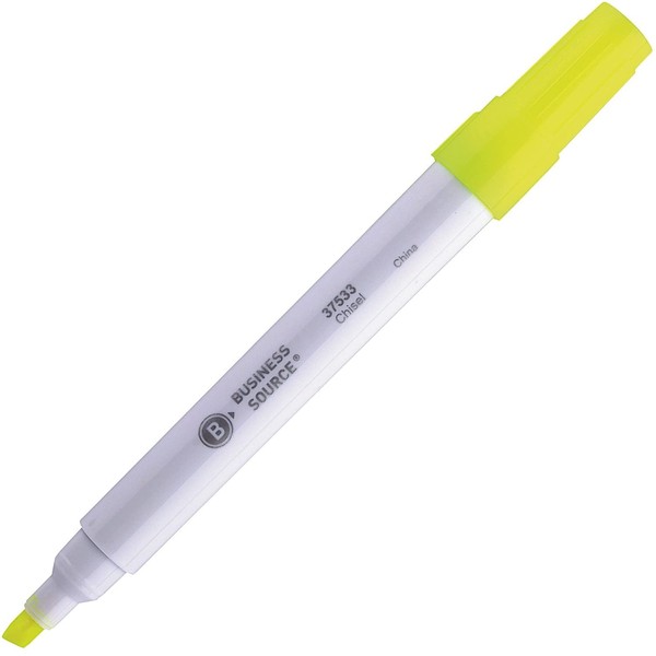 Business Source 37533 Highlighter Chisel Tip Florescent Yellow