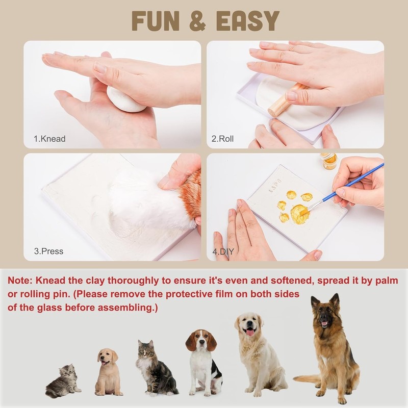 TIAMORK Paw Print Kit with Picture Frame and Imprint Clay,