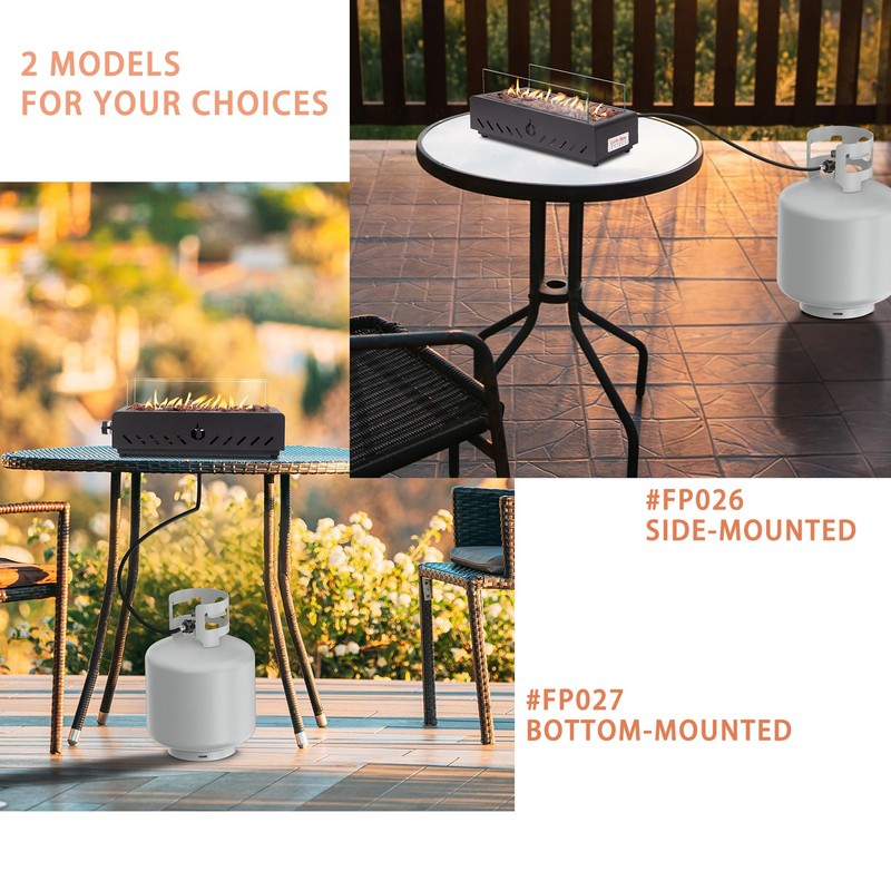 ONLYFIRE OUTDOOR LIVING 18" Tabletop Propane Gas Fire Pit Bottom-Mounted