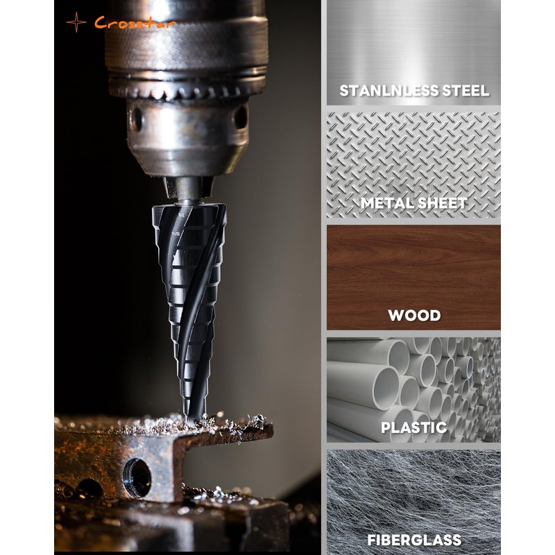 Crosstar M35 Cobalt Step Drill Bit Set, 3PCS TiAlN Coated
