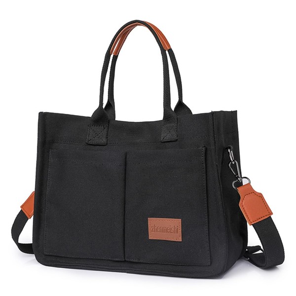 Canvas Tote Bag for Women With Pockets,Crossbody Purses Everything Everyday