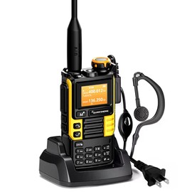 Quansheng UVK5(99) AM/FM/DTMF Walkie-Talkie 200CH 20-1000MHZ Walkie-Talkie NOAA Weather Forecast with Flash Copy Frequency Tpye-C LCD Display for Hiking Camping Travel Two-Way Radio (Yellow)