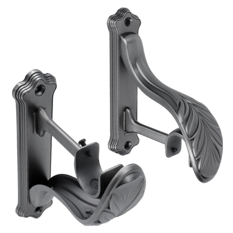 Tsnamay Curtain Rod Brackets Holders Wall Mount Brackets,Matte Black