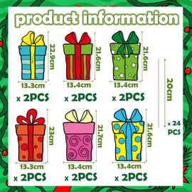 Halloscume 12 Pcs Large Gift Boxes Christmas Tree Decorations Picks Colorful Xmas Present Picks Ornaments Boxes Decorations for Christmas Tree Vase Wreath Stairs Garland Decoration Supplies