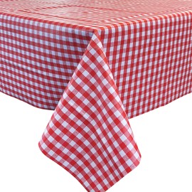 Allgala Waterproof Check Design Printed PVC Vinyl Protective Tablecloth - 54x54 Inch - Red - TC59005
