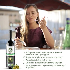 M.G. PAPPAS Italian Organic Olive Oil Extra Virgin Cold Pressed Award Winning, Unfiltered EVOO, Gluten-Free, Allergens Free Italian Olive Oil - Perfect for Salads, Dipping, Cooking, 16.9 Oz (500ml)