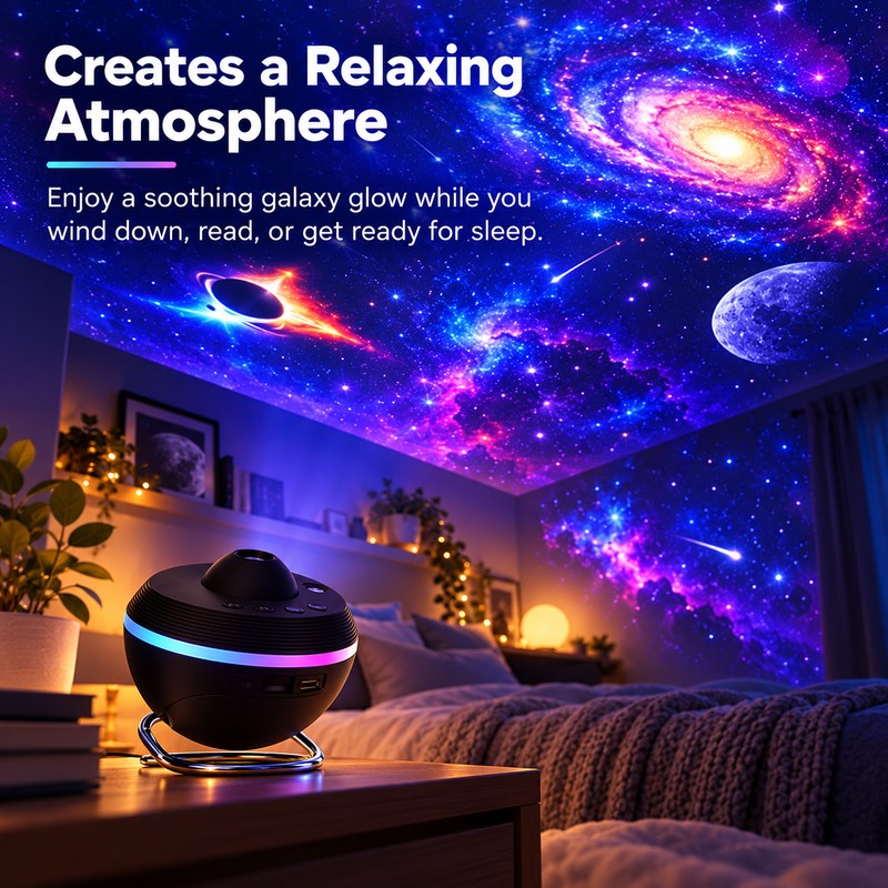 13-in-1 Galaxy Projector for Bedroom – Rotating Ultra-Clear Space &