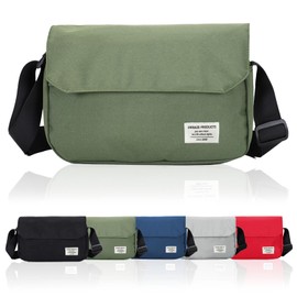 Unibazu Men's Women's Shoulder Bag, Small, Lightweight, Cross-body Nylon, Simple, Street, Khaki