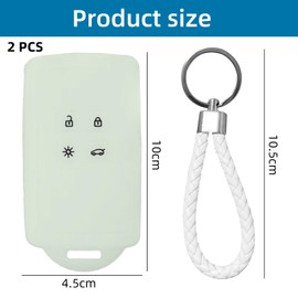 Pack of 2 Car Key Case Blue Compatible with Renault 4-Button Smartkey Car Key, White