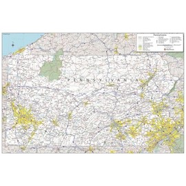 MapSherpa: Pennsylvania State Wall Map - 24 x 36 inch Poster - Front Lamination