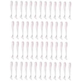 50Pcs Pearl White Soft Plastic Lures T-Tail Grub Worm Baits Fish Tackle Accessories Ideal for Trapping Bass Trout Salmon