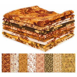 Soimoi 8 Pc Fat Quarter Bundle, Texture Floral Print 18"x 22" DIY Patchwork-100% Cotton Pre-Cut Quilting Fabric Brown