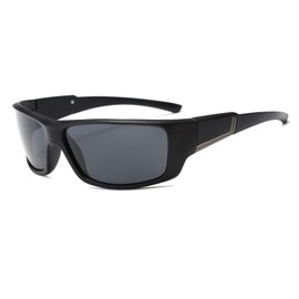 LJCZKA Polarised Sports Sunglasses for Men and Women, UV400 Protection, Cycling Glasses for Fishing, Running, Driving, black