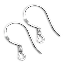 20 Sterling Silver Fish Hook Earrings Earwires w/Coil