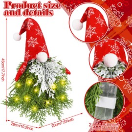 Burbell Mini Christmas Tree Gnome with Lights Tabletop 17.72 Inch Small Lights Christmas Tree Decorative Gnome Snowflake Ornaments Decor for Home Table Top Holiday Party Decor