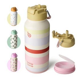 BOTTLE BOTTLE 32oz Insulated Water Bottle Stainless Steel Sport Water Bottle with Straw Dual-use Lid Design for Gym with Pill Box (AuroraBands)