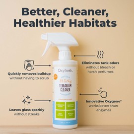 Oxyfresh Premium Terrarium Cleaner – Professional Amphibian and Reptile Terrarium Smell Eliminator – Safe & Quickly Removes Waste & Odors – Streak Free Glass – Bleach Free