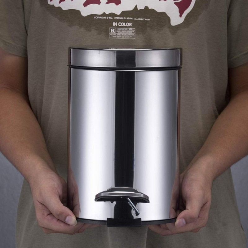 VINNDUNN Soft Close Pedal Bin, 3 Litre, Stainless Steel (Chrome,