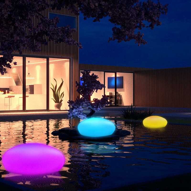 Blibly Solar Garden Lights Outdoor Glow Cobblestone Shape Lamp Garden